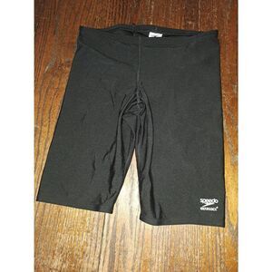 Size 34 Speedo Endurance+ Black Long Swim Trunks Board Shorts with Drawstring